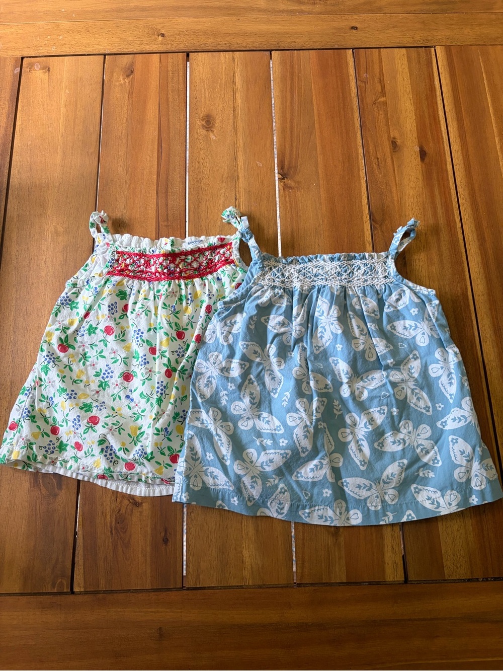 Baby Boden 12-18M Tank Tops Set of 2 Floral Butterfly Smocked